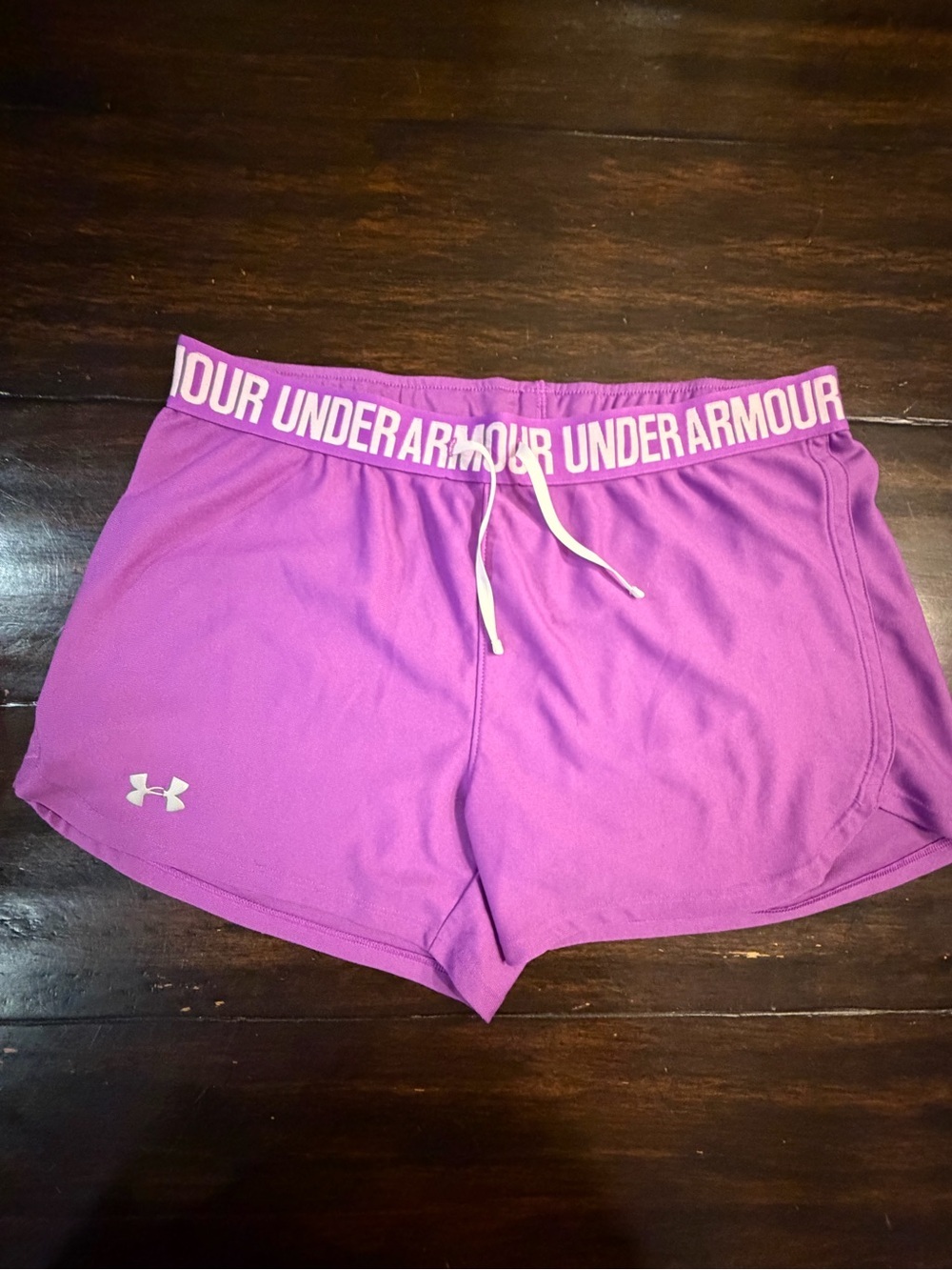 Under Armour Women's Bright Purple Athletic Shorts Branded Waistband - medium